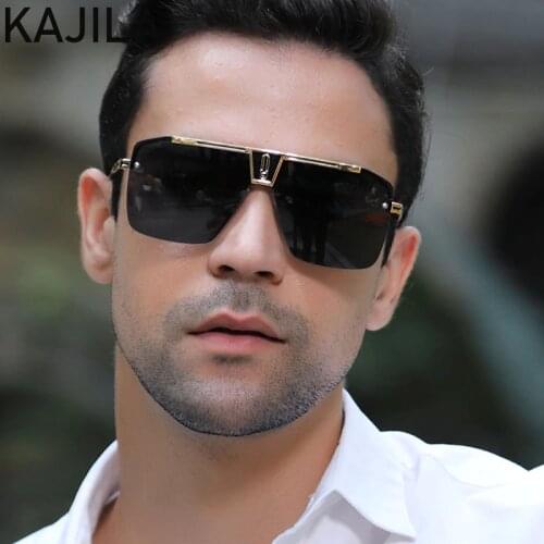 Oversized Square Rimless Sunglasses Men 2020 New Luxury Brand Frameless Sun Glasses For Male Vintage Sunglass Lentes De Sol