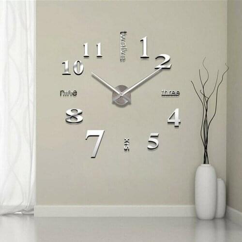Modern DIY 3D Wall Clock Acrylic Home Decor Mirror Big Clock Sticker Office Room Mute Quiet 2020 Hot Sale