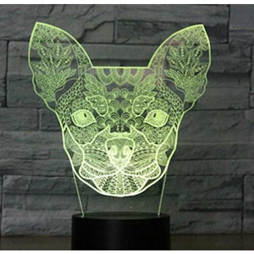 3D LED Night Light Chihuahua Dog with 7 Colors Light for Home Decoration Lamp Amazing Visualization Optical Illusion Awesome
