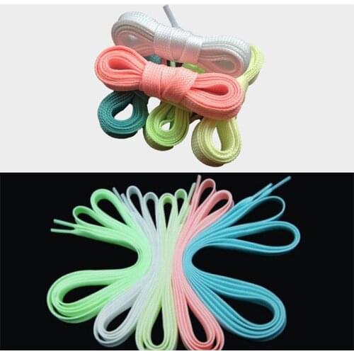 1 Pair Luminous Shoelaces Flat Sneakers Canvas Shoe Laces Glow In The Dark Night Color Fluorescent Shoelace