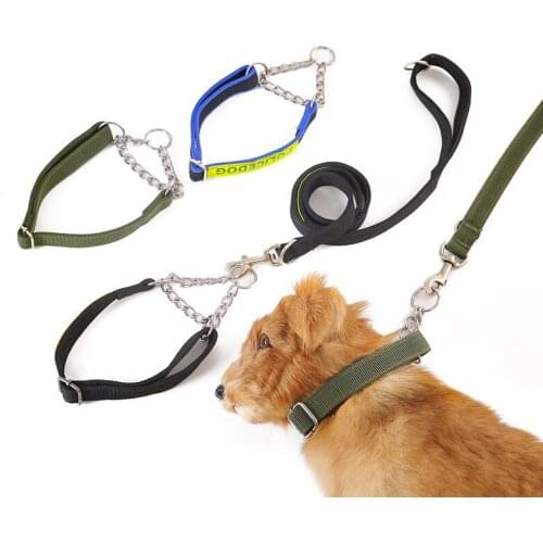 Training Dog Collar Traction Rope Trainer Approved Limited Slip Collar with Stainless Steel Chain Effective Pet Supplies