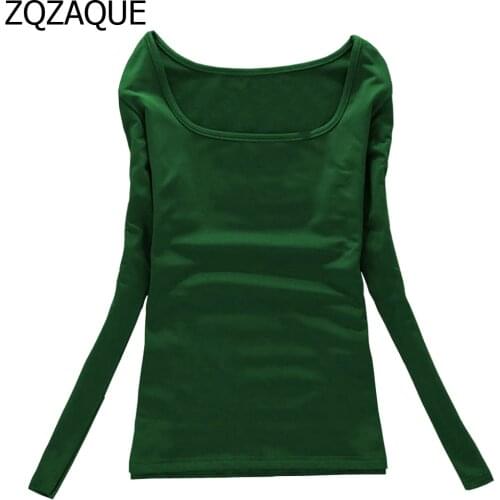 Female 2021 Autumn Winter U-neck Long Sleeve Velvet T-shirts Womens Underwear Warm Base Tops All-match Camisas Femininas SY025