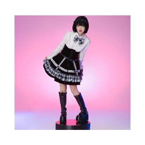 New Spring Autumn Sweet Girl Harajuku Shirt Gothic Punk White Blouse Lolita Long Sleeve Temperament Slim Kawaii Top