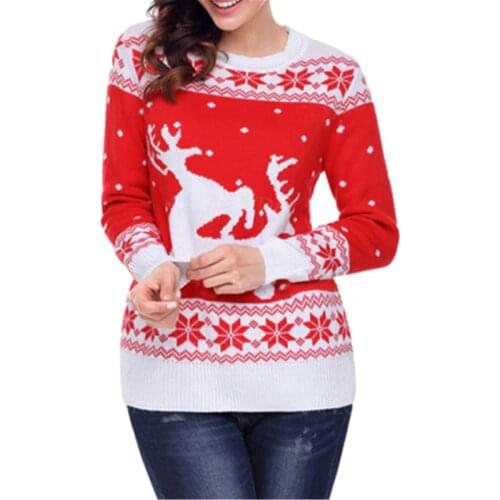 Christmas Elk Pattern Knitted Sweaters Women 2020 Fall Winter Clothes Fashion Oversized Jumpers Female Loose Plus Size Pullovers
