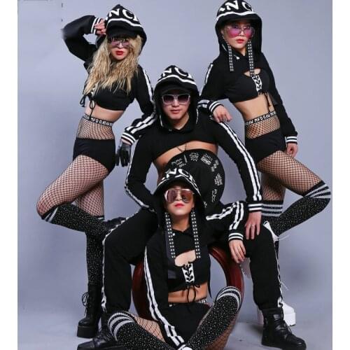 Female Sexy Waistcoat Long Sleeve Short Hoodies Women Jazz Dance Tops Hip Hop Dancing Top Modern Dance Wear Stage Wear XS2342