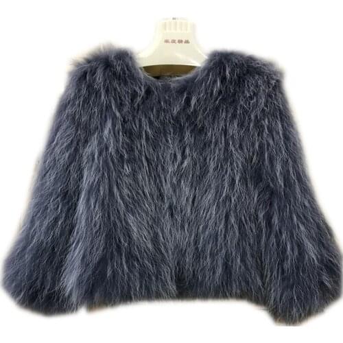 Knitted Real raccoon fur coat 2019 new fashion jacket overcoat womens fashion winter warm genuine fur coat