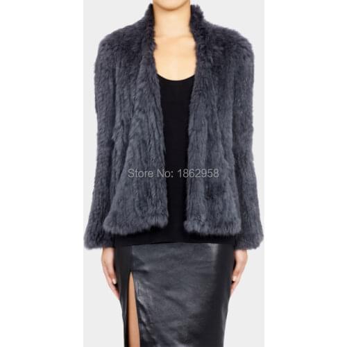 1*1 Knit Real SJ020-01 Hot Sale 2020 Winter Fur Jakcets/Real Lapin Knitted Fur Jackets Women