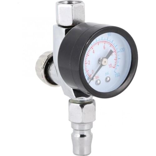 1/4" Male/Female 150psi Mini Adjustable Spray Gun Air Regulator With Pressure Gauge Diaphragm Control Auto Paint