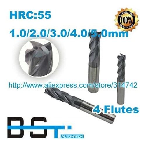 1mm 2mm 3mm 4mm 5mm set 4 Flutes HRC 55 ALTIN Tungsten Steel Flat Bottom Milling Cutters for Steel machining