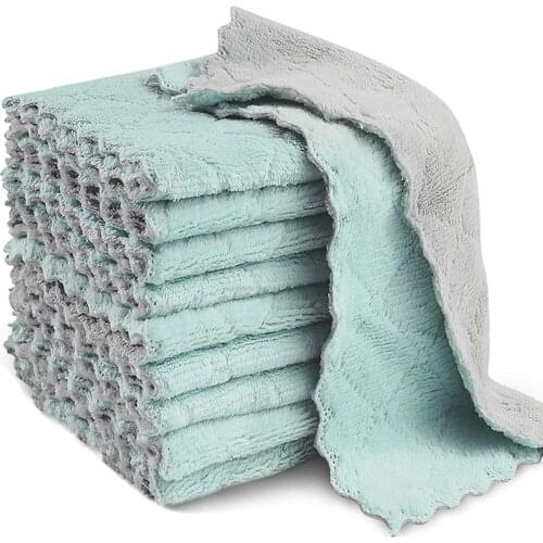 20 Pack Kitchen Dish Cloth, Absorbent Microfiber Cleaning Cloth for Cleaning Dishes, Kitchen, Bathroom(Gray & Green)