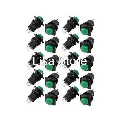 Green Head Latching Push Button Switch NO SPST for 10mm Mounting Hole