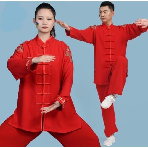 2020 Summer Spring Tai Chi Uniform Kung Fu Outfit Embroidery Performance Costumes Morning Sports Martail Arts Clothes TA2025