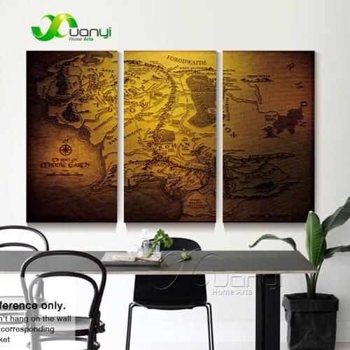3 Panel Classical World Map Wall Decor Modern Wall Paintings Modular Picture Unframed World Map Wall Decor For Office Canvas Art