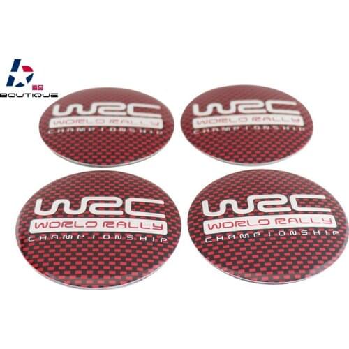 4pcs Red WRC World Rally 56mm Wheel Center Caps Hub Cover emblem Badge Stickers