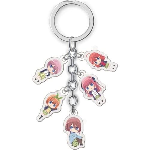 5PCS/Set Anime Collection Key Buckle The Quintessential Quintuplets Acrylic Keychain Comic Figure Transparent Pendants Key Ring
