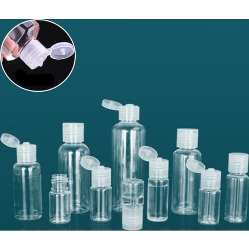 50pcs 5ml - 100ml Plastic PET Clear Flip Lid Lotion Bottles Cosmetic Shampoo Sample Containers Travel Liquid Refillable Vials