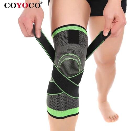 COYOCO Bandage Pressurizable Knee Support Pads 1 Pcs Cycling Braces Professional Sports Breathable Kneepads Volleyball Seleves