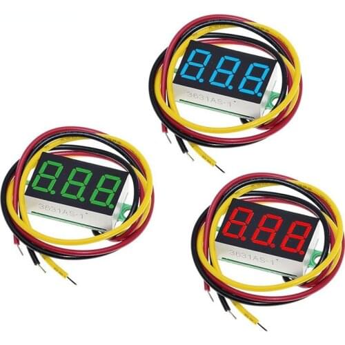 0.36 Inch 0.36" Digital Voltmeter Red Green Blue DC 0V-100V Three Lines 3 Digit Voltage Panel Meter Display Led Color