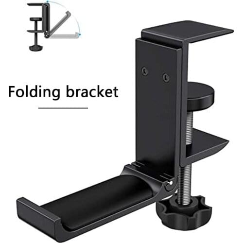 Aluminium Alloy Headphone Holder Headset Bracket Hanger Metal Wall Clamp Hook Adjustable Foldable Earphone Stand Desktop Mount