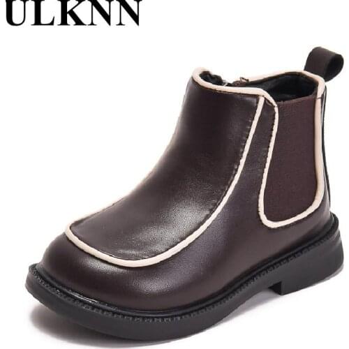 Childrens Boots Fall 2021 New Kids Zipper Single Girls Fashion Boots Baby Martin Cotton Shoes Infant Size 22-31 Brown Boats