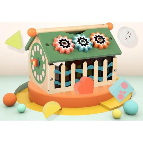 Baby Wooden Toys Movable Smart Digital Shape House Classification Geometric Building Blocks Early Childhood Educational Toys