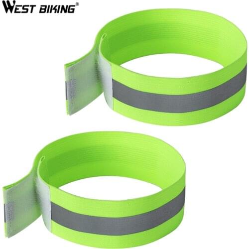 WEST BIKING 1 Pair Reflective Strips Safety Warning Tape Night Sports Running Cycling Bind Pants Hand Leg Reflective Straps