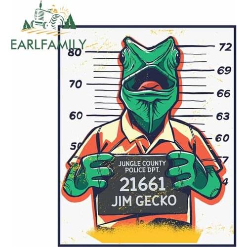 EARLFAMILY 13cm x 10.4cm For Gecko Criminal Photo Trunk Decal Creative Car Stickers Laptop Fine Decals Funny Graffiti Decor
