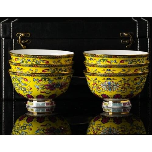 Jingdezhen Chinese Style Enamel Bowl High Quality Bone China Bowl Luxury Court Ceramic Ramen Bowl