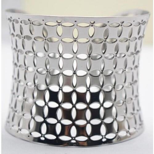 Personality Gypsy Square Bangles 40mm 316 L Stainless Steel Bracelet Silver Color Vintage Fashion Cuff Bracelet Bangle For Women