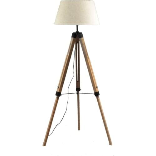 Retro Classical Wooden Tripod Standing Floor tripod Lamps Light Fabric Lampshades Classical Chinese Bedroom Bar Living Room