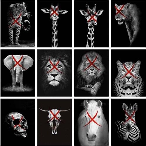 Claw Marks Black White Animal DIY Diamond Painting Cross Stitch 5D Full Square Drill Diamond Embroidery Lion Tiger Art Decor