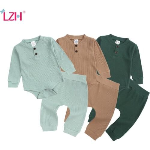 LZH Autumn Long Sleeve Romper Tops For Girls Casual Baby Boy Sets 0-2 Years Kids Clothes Girls 2-Piece Suit Childrens Tracksuit