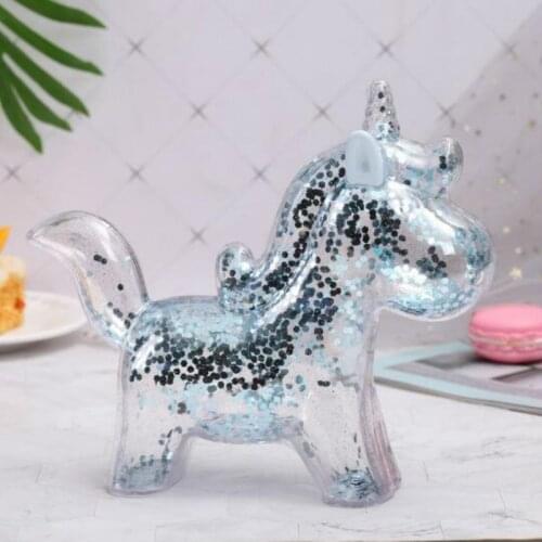 Creative unicorn piggy bank piggy bank coin piggy bank transparent with sequins souvenir children birthday gift kids WF923