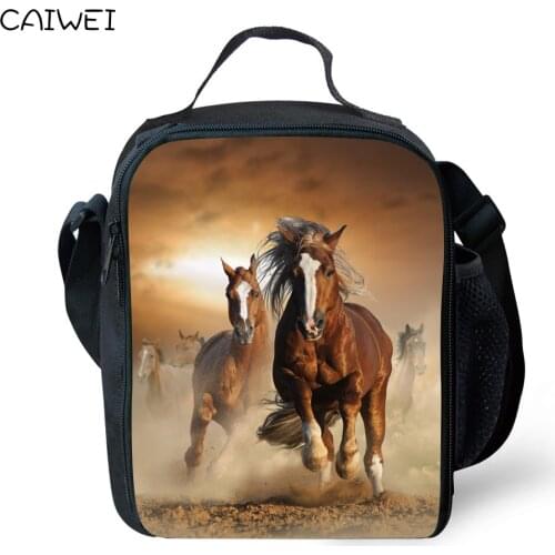 Cool Horse Pattern lunch bag for boys personalized thermal lunch box for kids adults insulated food bag reusable lunch container