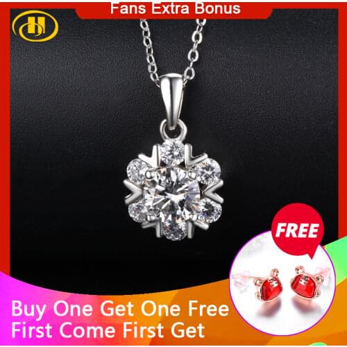 Hutang 1 Carat White Moissanite Pendant Solid 925 Sterling Silver Necklace Snowflake Shape Fine Jewelry for Women anniversy Gift