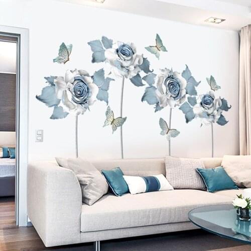 3D Rose Flowers Wall Stickers Living Room Sofa TV Backdrop Home Decor Creative Art Decal
