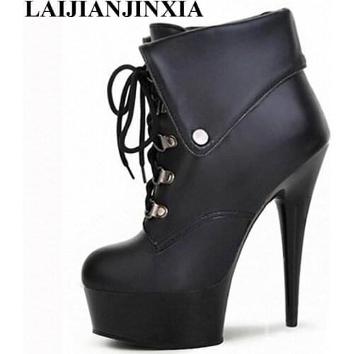 New super high heel shoes, 15cm thin and low boots before the belt turned artificial leather, dancing shoes