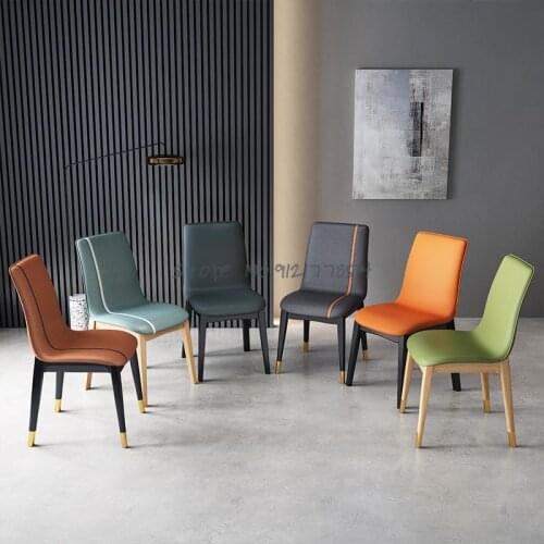 Solid wood dining chair light luxury chair back chair soft bag stool home Nordic simple bedroom study restaurant dining table an