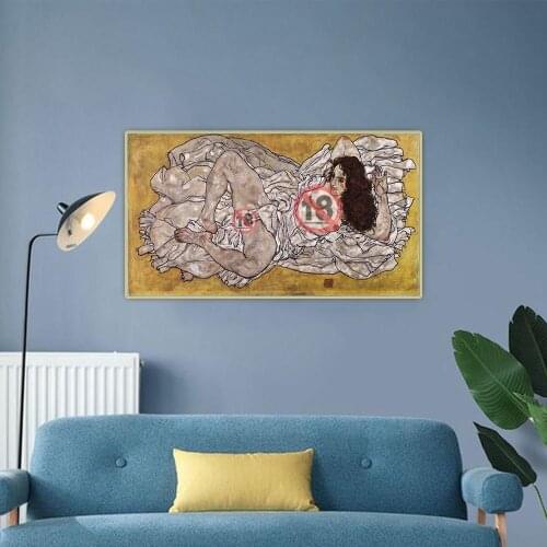 Reclining Woman, 1922 by Egon Schiele Canvas Oil Painting Aesthetics Picture Artwork Backdrop Wall Hanging Decor Home Decoration