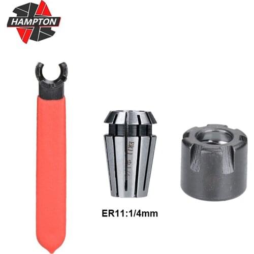 ER11 Spring Clamps Set 1pc ER11 1/4mm 1/8mm Collet Chuck 1pc Collet Wrench 1pc M Type Black Nut CNC Milling Lathe Holder Tool