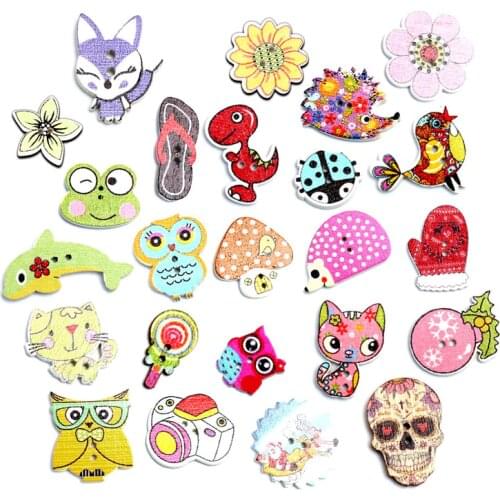 50pcs Mixed Sewing Wooden Button For Clothes Knitting Needles Crafts Scrapbooking DIY Fabric Buttons Decorative Accessories