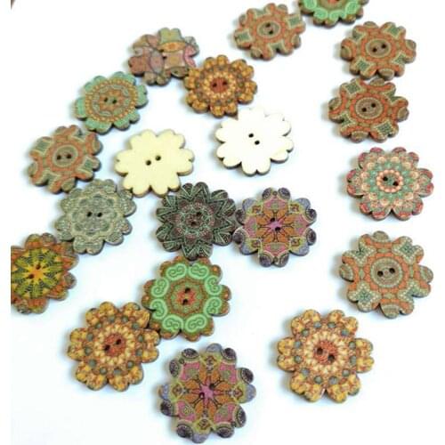 50pcs 20/25mm Vintage Baroque Flower Buttons Scrapbooking Round At Random 2 Holes craft Fashion Decorative buttons accessories