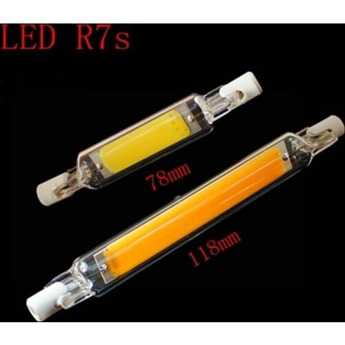 R7S COB LED Lamp Bulb Glass Tube for Replace Halogen Light Spot Light 78mm 118mm AC 220V 230V 15W 30W Energy Saving