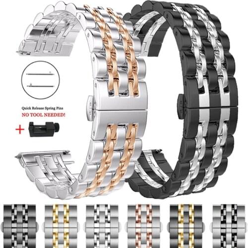 Metal stainless steel strap for Samsung watch 3 Huawei GT2 Amazfit GTS Replacement metal strap for Samsung watch3 46mm 42mm band