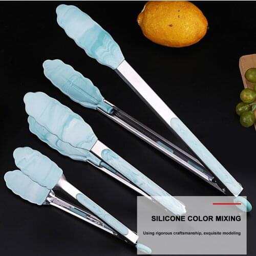 Stainless Steel Kitchen Tongs(7"/9"/12") with Silicone Tip Locking Ringg Multi-purpose Non-slip Cooking Clip for BBQ Cooking