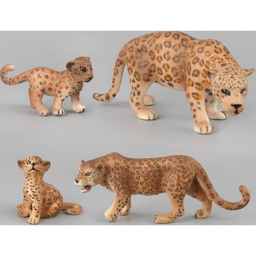 Cute Simulation Leopard Family Animal Figure Collectible Toys Panther Animal Action Figures Plastic Model Education Toy Gift