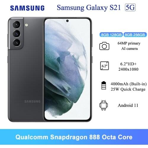 Samsung Galaxy S21 G9910 5G Cellphones 6.2" Snapdragon 888 Octa Core 64MP 4000mAh NFC 8GB RAM Wireless Charging Smartphones