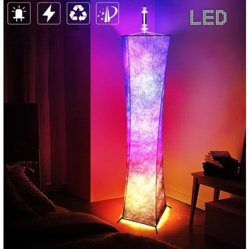 LED Remote Control Floor Lamp RGB Nordic Simple Minimalist Design Cloth lampshade Shadowless for Living Room Bedroom Atmosphere
