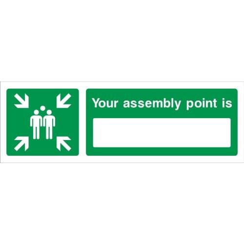 Your Assembly Point 300x100mm Plastic Sign OR Sticker (EE35) Waterproof Vinyl stickers for car Motos