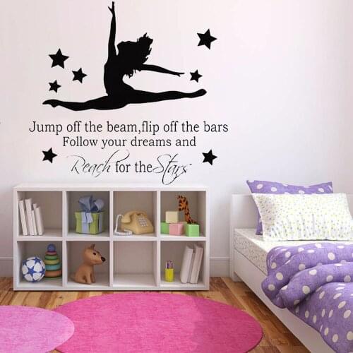 Gymnast Gymnastic Ballet Dancer Quote Wall Decal Girl Dancer Vinyl Decal Stickers Vinyl Removable FM-25